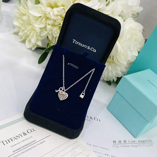 Tiffany純銀飾品 蒂芙尼女士專櫃爆款925純銀單鑽心形雙面項鏈  zgt1672